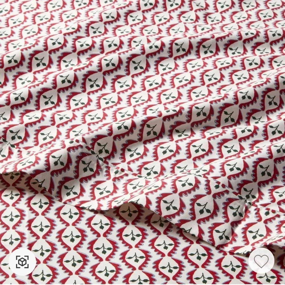 New Threshold Performance Sheet Set Woodblock Leaf 400 Thread Count Queen